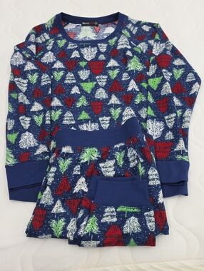 Merry Lane Navy Holiday Tree Pajama Set